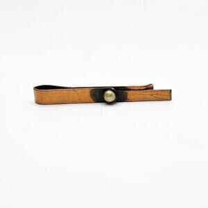 Vintage Copper Signed Rebajes Long Tie Bar Book Piece Modernist